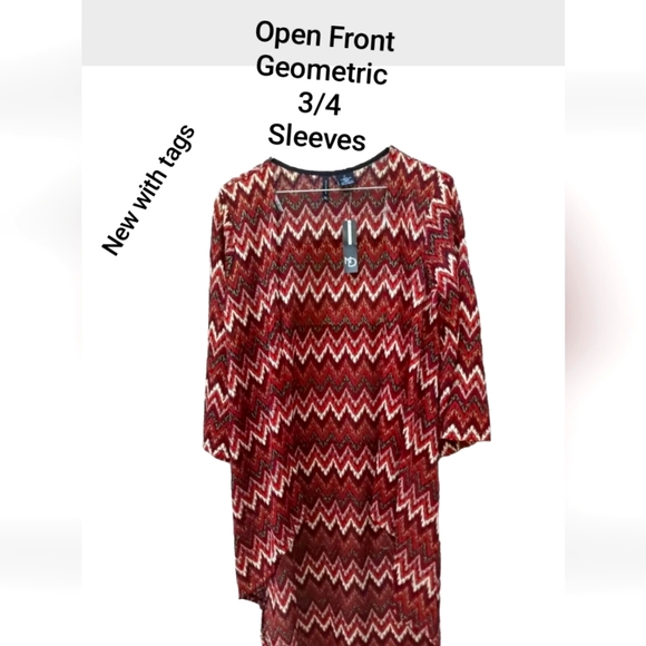 New Directions NWT Open Front Topper Sleeved Cape Women's Sz. S Print 3/4 Sleeve - Picture 1 of 14